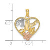 Lex & Lu 14k Tri-Color Gold Beaded heart w/#1 Mom Charm - 3 - Lex & Lu