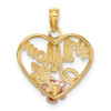 Lex & Lu 14k Tri-Color Gold Beaded heart w/#1 Mom Charm - 4 - Lex & Lu