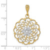 Lex & Lu 14 Yellow Gold w/RhodiumD/C Scalloped Wave Charm - 3 - Lex & Lu