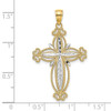 Lex & Lu 14k Yellow Gold w/Rhodium and D/C Puffed Cross Charm - 3 - Lex & Lu