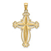 Lex & Lu 14k Yellow Gold w/Rhodium and D/C Puffed Cross Charm - 4 - Lex & Lu