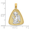 Lex & Lu 14k Yellow Gold w/Rhodium Angel Praying w/Halo On Triangle Disc Charm - 3 - Lex & Lu