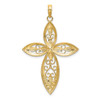 Lex & Lu 14 Yellow Gold w/RhodiumBeaded Filigree Cross Charm - 4 - Lex & Lu