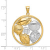 Lex & Lu 14k Yellow Gold w/Rhodium Shell Cluster In Round Frame Charm LALK9384 - 3 - Lex & Lu