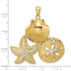 Lex & Lu 14k Yellow Gold w/Rhod Scallop, Starfish and Sand Dollar Cluster Charm - 3 - Lex & Lu