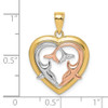 Lex & Lu 14k Tri-Color Gold and Polished Dolphins In Heart Frame Charm - 3 - Lex & Lu