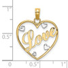Lex & Lu 14k Yellow Gold w/Rhodium Love In Heart Heart Accents Charm - 3 - Lex & Lu