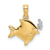 Lex & Lu 14k Yellow Gold w/Rhodium 2D Fish and Bubbles Charm - Lex & Lu