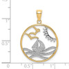 Lex & Lu 14k Yellow Gold w/Rhod Sun, Sailboat, Water and Seagulls Frame Charm - 3 - Lex & Lu