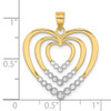 Lex & Lu 14 Yellow Gold w/Rhodiumand D/C Polished Hearts Charm - 3 - Lex & Lu