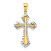 Lex & Lu 14k Yellow Gold w/Rhodium and D/C Reversible Cross Charm - Lex & Lu