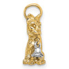 Lex & Lu 14k Yellow Gold w/Rhodium 3D Cat w/Dangling Bell Charm - 2 - Lex & Lu