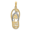 Lex & Lu 14k Yellow Gold w/Rhodium Palm Tree Flip-Flop Charm - Lex & Lu