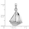 Lex & Lu 14k White Gold Polished 3D Sailboat Charm - 3 - Lex & Lu