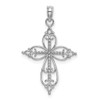 Lex & Lu 14k White Gold Beaded Cross Charm LALK9585W - Lex & Lu