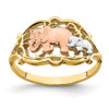 Lex & Lu 14k Tri-color Gold Two Elephants Ring Size 7 LALR924 - Lex & Lu