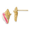 Lex & Lu 14k Yellow Gold White and Pink Enamel Conch Shell Post Earrings - Lex & Lu