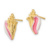 Lex & Lu 14k Yellow Gold White and Pink Enamel Conch Shell Post Earrings - 2 - Lex & Lu