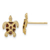 Lex & Lu 14k Yellow Gold Sea Turtle Post Earrings w/Brown Enamel Shell /Textured - Lex & Lu