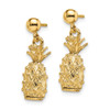 Lex & Lu 14k Yellow Gold 3D Pineapple Dangle Earrings - 2 - Lex & Lu