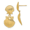 Lex & Lu 14k Yellow Gold Double Scallop Shell Dangle Earrings - Lex & Lu