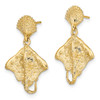 Lex & Lu 14k Yellow Gold Shell and Singray Post Dangle Earrings - 2 - Lex & Lu