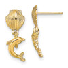 Lex & Lu 14k Yellow Gold Dolphin Dangle From Mini Scallop Earrings - Lex & Lu