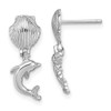Lex & Lu 14k White Gold Dolphin Dangle From Mini Scallop Earrings - Lex & Lu