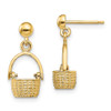Lex & Lu 14k Yellow Gold 3D Basket / Moveable Handle Dangle Earrings - Lex & Lu