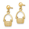 Lex & Lu 14k Yellow Gold 3D Basket / Moveable Handle Dangle Earrings - 2 - Lex & Lu