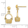 Lex & Lu 14k Yellow Gold 3D Basket / Moveable Handle Dangle Earrings - 4 - Lex & Lu