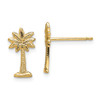 Lex & Lu 14k Yellow Gold Mini Palmetto Palm Tree Post Earrings 2D and Textured - Lex & Lu