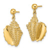 Lex & Lu 14k Yellow Gold 2D Conch Shell Dangle Post Earrings - 2 - Lex & Lu