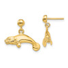 Lex & Lu 14k Yellow Gold 3D Polished Manatee Dangle Earrings - Lex & Lu