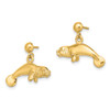 Lex & Lu 14k Yellow Gold 3D Polished Manatee Dangle Earrings - 2 - Lex & Lu