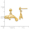Lex & Lu 14k Yellow Gold 3D Polished Manatee Dangle Earrings - 4 - Lex & Lu
