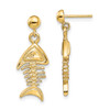 Lex & Lu 14k Yellow Gold 3D Fishbone Dangle Earrings - Lex & Lu