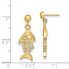 Lex & Lu 14k Yellow Gold 3D Fishbone Dangle Earrings - 4 - Lex & Lu