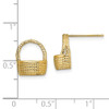 Lex & Lu 14k Yellow Gold 2D Basket Post Earrings w/Flat Back - 4 - Lex & Lu