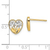 Lex & Lu 14 Yellow Gold w/RhodiumD/C Flower and Heart Post Earrings - 4 - Lex & Lu