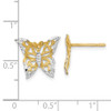 Lex & Lu 14 Yellow Gold w/RhodiumButterfly Post Earrings - 4 - Lex & Lu