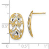 Lex & Lu 14 Yellow Gold w/RhodiumOval Filigree Post Dangle Earrings - 4 - Lex & Lu