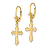 Lex & Lu 14k Yellow Gold D/C Cross w/Beaded Edge Leverback Earrings - 2 - Lex & Lu