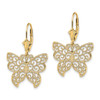 Lex & Lu 14k Yellow Gold Butterfly w/Beaded Filigree Wings Leverback Earrings - 2 - Lex & Lu