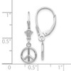 Lex & Lu 14k White Gold 3D Peace Symbol Leverback Earrings LALTF1788W - 4 - Lex & Lu