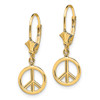 Lex & Lu 14k Yellow Gold 3D Peace Symbol Leverback Earrings LALTF1799 - 2 - Lex & Lu