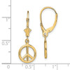 Lex & Lu 14k Yellow Gold 3D Peace Symbol Leverback Earrings LALTF1799 - 4 - Lex & Lu