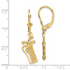 Lex & Lu 14k Yellow Gold Golf Bag Leverback Earrings / 2D / Textured - 4 - Lex & Lu