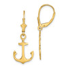 Lex & Lu 14k Yellow Gold 2D and Polished Anchor Leverback Earrings - Lex & Lu