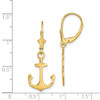 Lex & Lu 14k Yellow Gold 2D and Polished Anchor Leverback Earrings - 4 - Lex & Lu